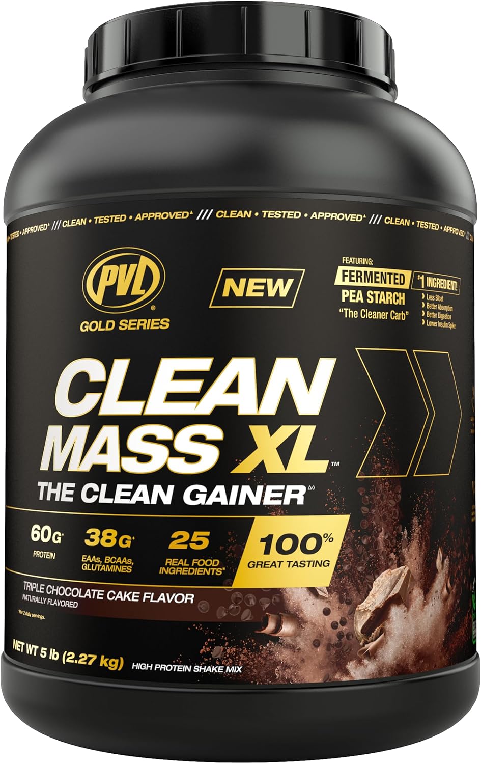 Clean Mass XL: PVL Gold Series - 5 LB Triple Chocolate Cake Muscle Mass Gainer