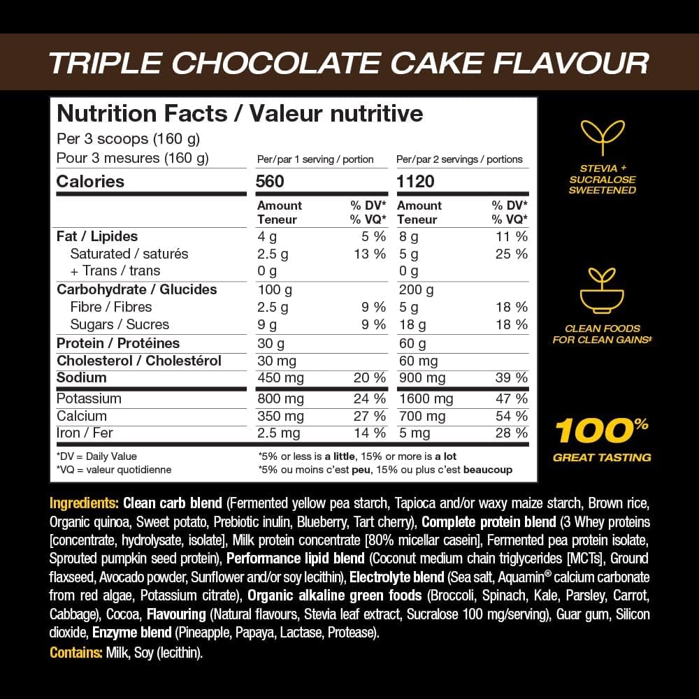 Clean Mass XL: PVL Gold Series - 5 LB Triple Chocolate Cake Muscle Mass Gainer