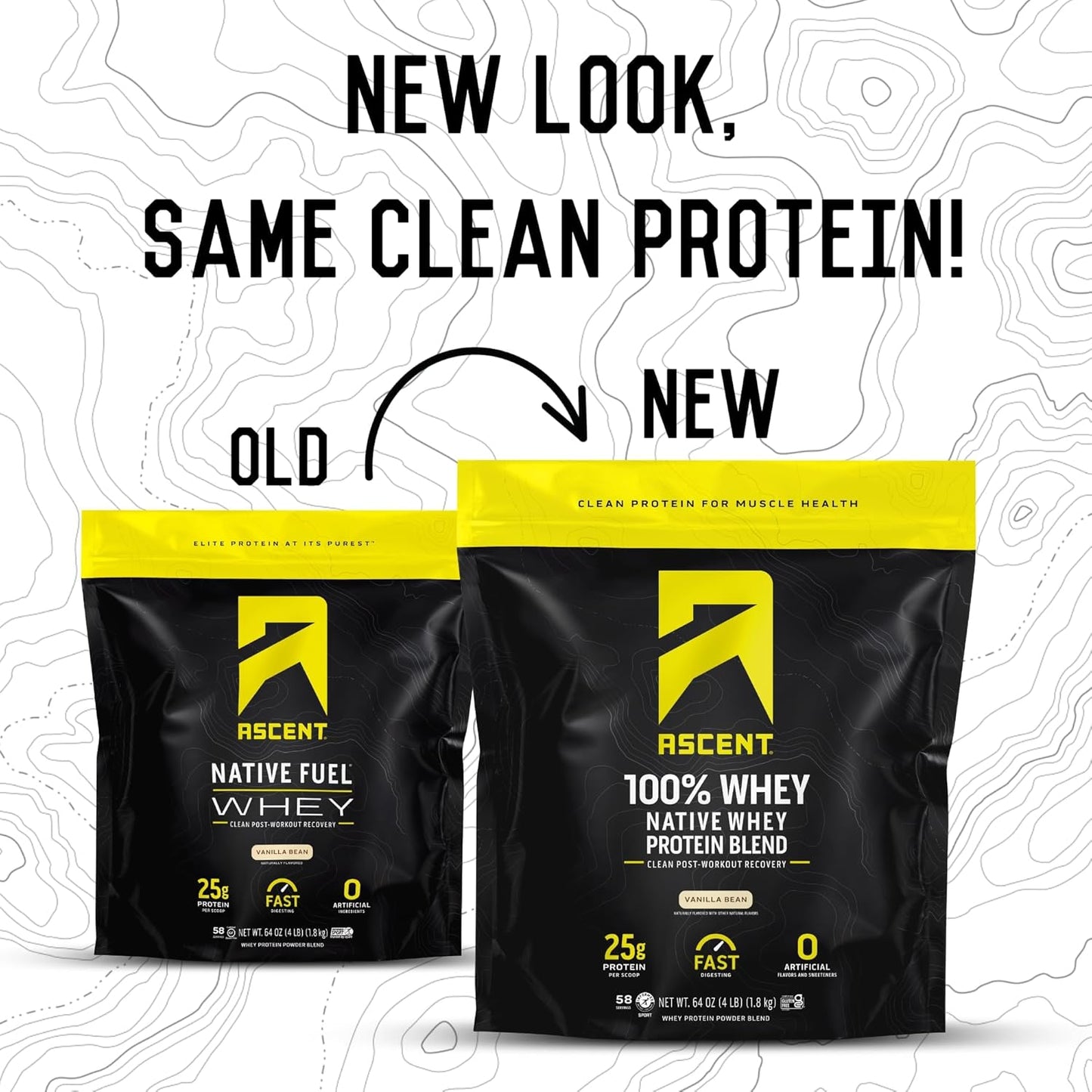 Clean Post Workout Recovery: Ascent 100% Whey Native Protein Blend, 5.5g BCAA, 2.6g Leucine, Zero Artificial Ingredients, Vanilla Bean 4 lb.