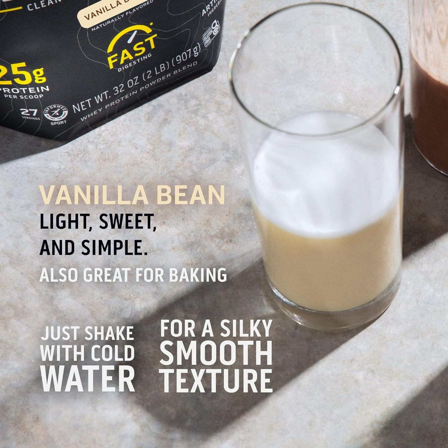 Clean Post Workout Recovery: Ascent 100% Whey Native Protein Blend, 5.5g BCAA, 2.6g Leucine, Zero Artificial Ingredients, Vanilla Bean 4 lb.