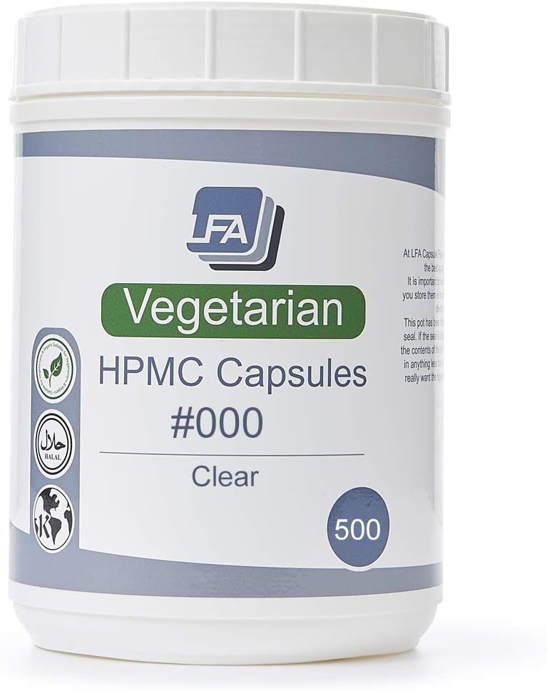 Clear HPMC Vegan Capsules Size 000-500 Count for Pill Filling Tray - Halal Kosher Veggie Capsules - Fillable Vegetable Capsules for LFA Tablet Presses