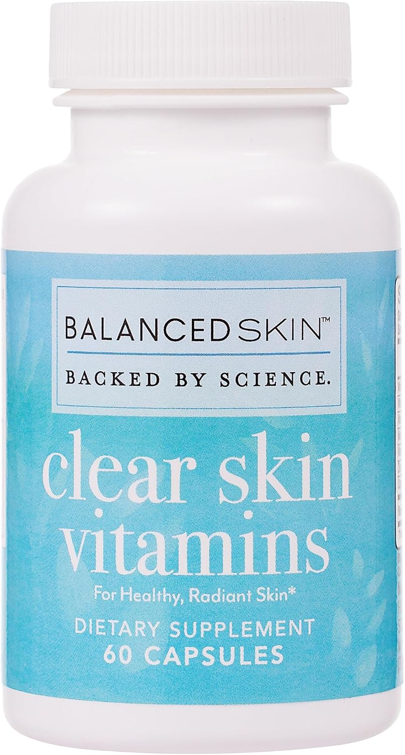 Clear Skin Vitamins for Hormonal & Cystic Acne Control - Dermatologist Developed Supplement for Healthy Glowing Skin in Women & Men