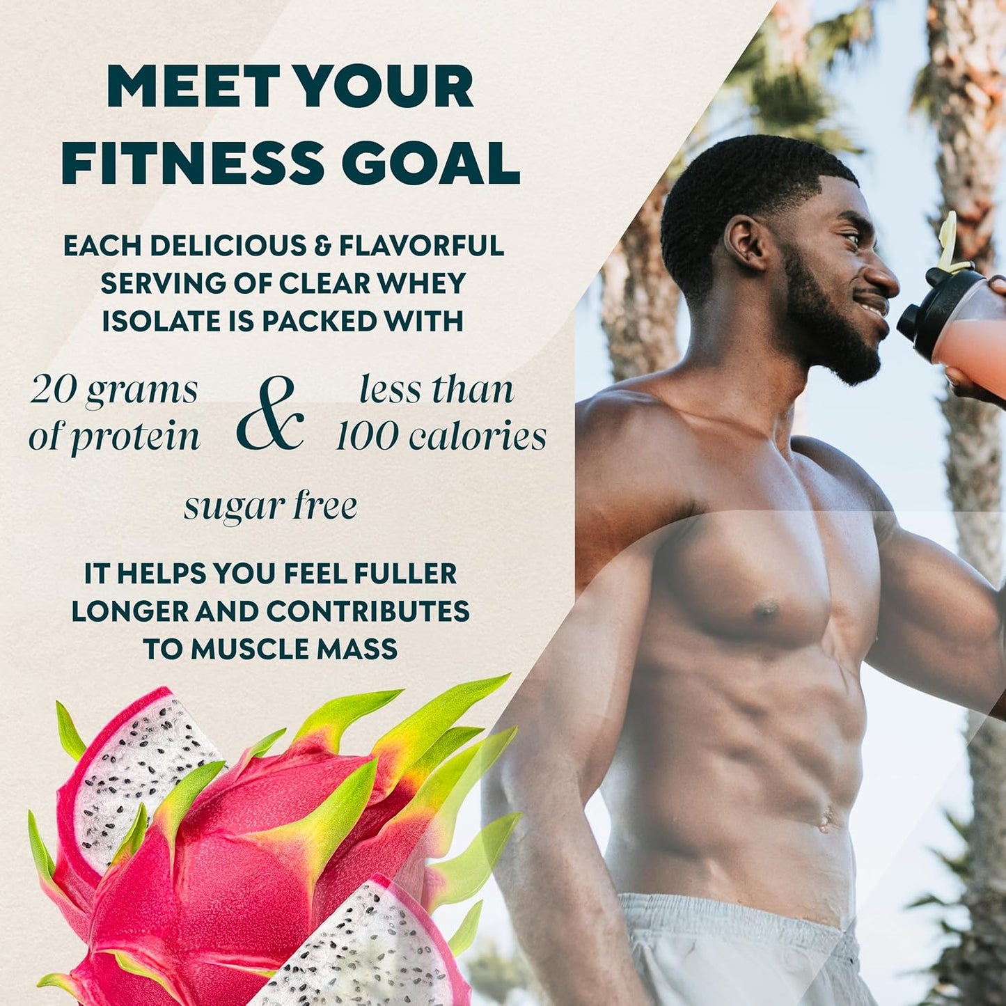 Clear Whey Isolate Protein Powder Tropical Dragonfruit Flavor - 1.1 Lb (20 Servings) with 20g Protein per Serving - BoostGo Australia