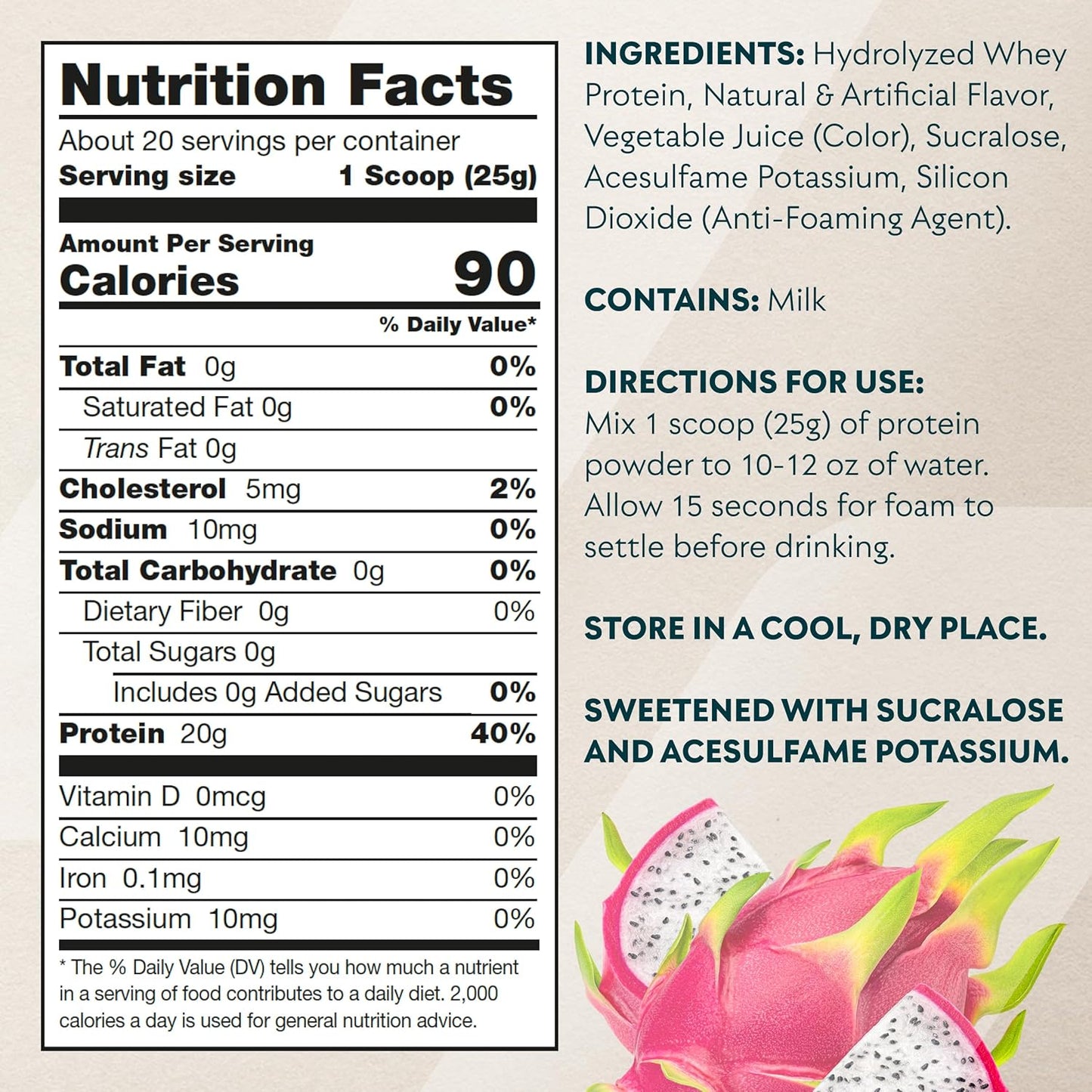 Clear Whey Isolate Protein Powder Tropical Dragonfruit Flavor - 1.1 Lb (20 Servings) with 20g Protein per Serving - BoostGo Australia