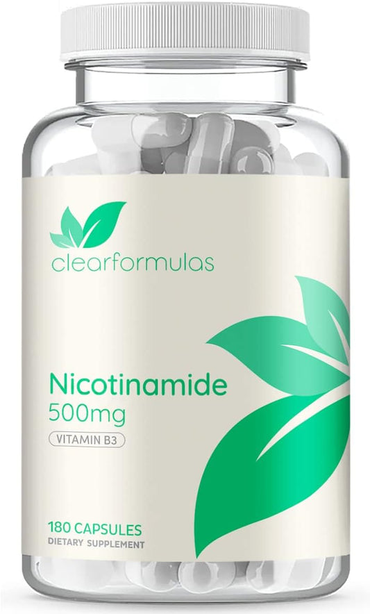 ClearFormulas Nicotinamide 500mg - 180 Vegetarian Capsules, High Potency Vitamin B3 Supplement