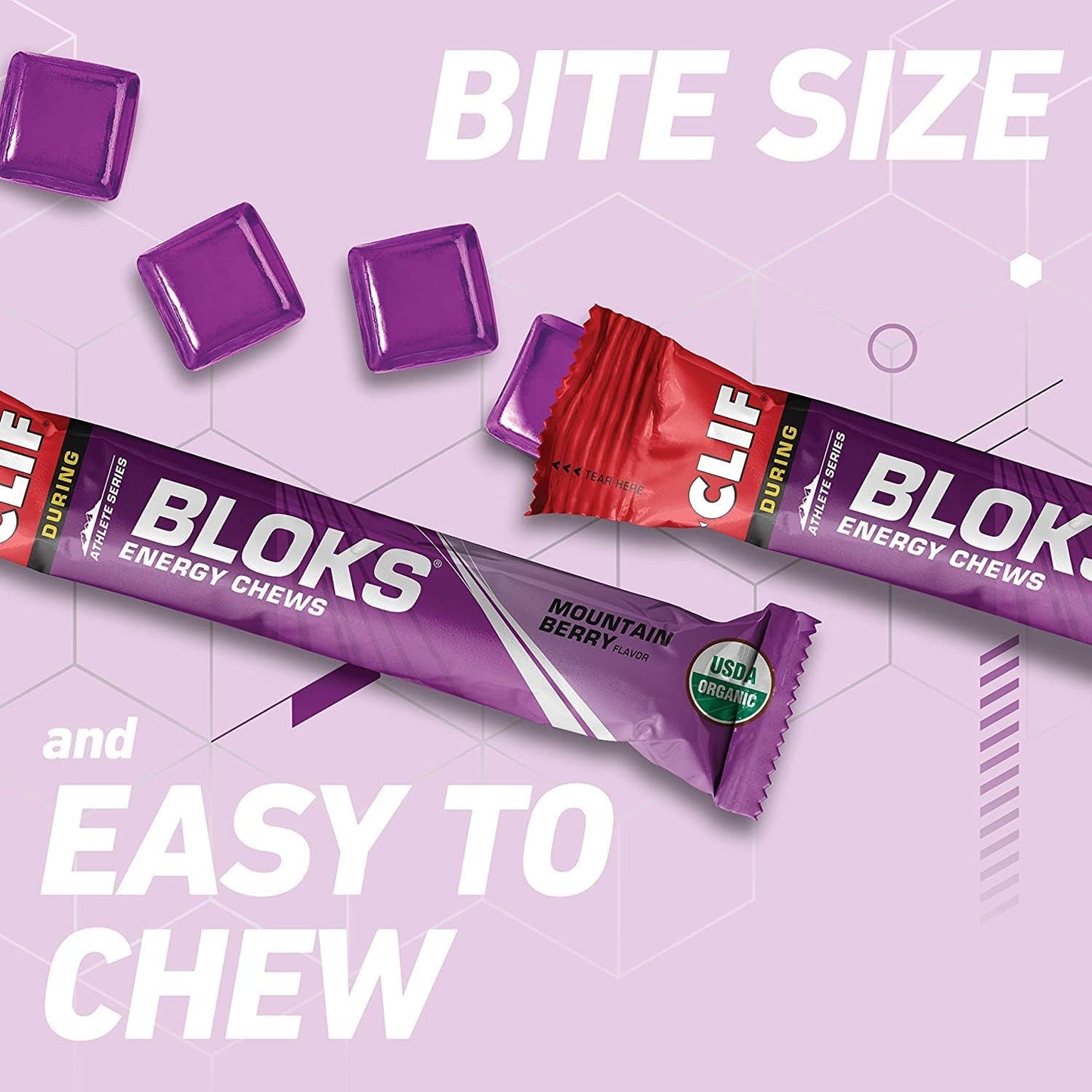 Clif Bar BLOKS - Mountain Berry Energy Chews (2.1oz, 18 Count) - Non-GMO Plant Based Fuel for Cycling & Running