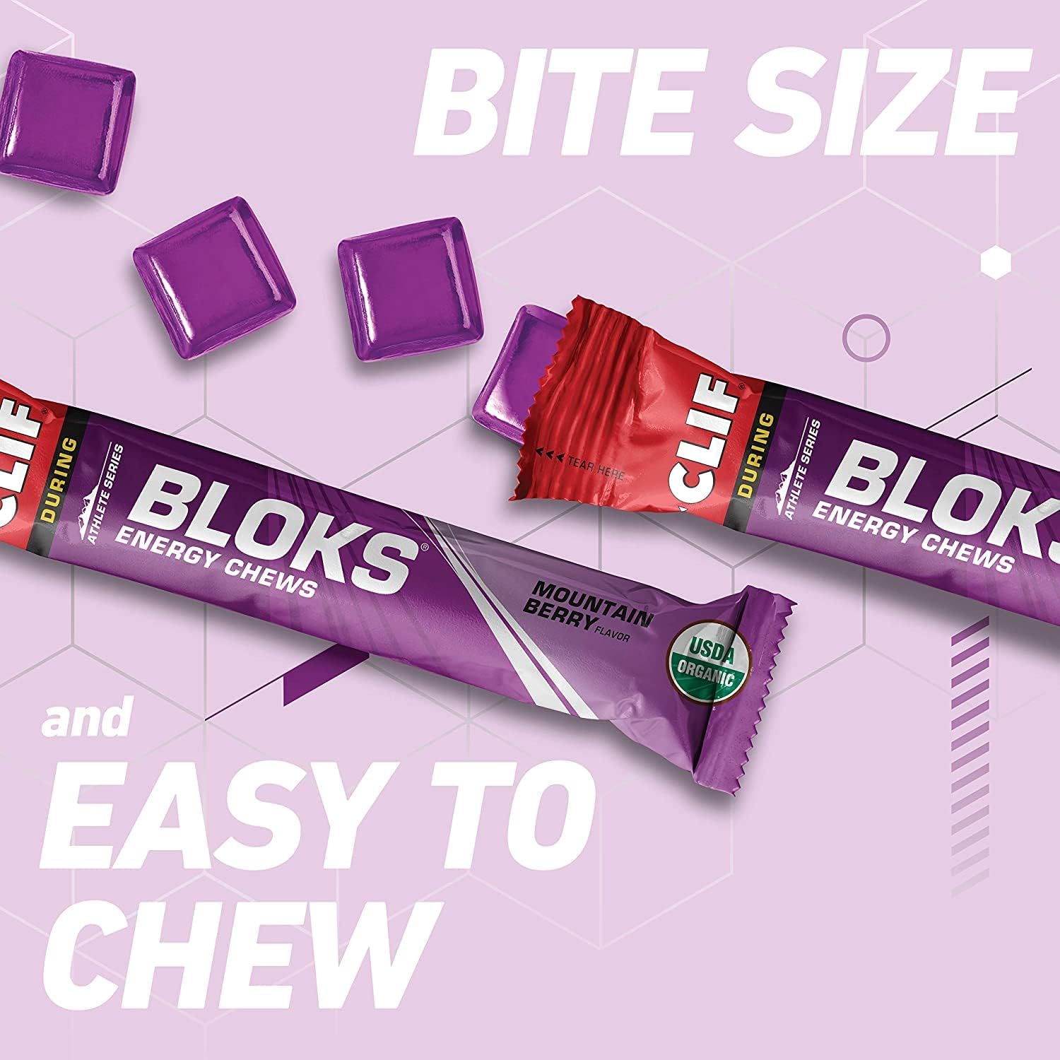 Clif Bar BLOKS - Mountain Berry Energy Chews (2.1oz, 18 Count) - Non-GMO Plant Based Fuel for Cycling & Running