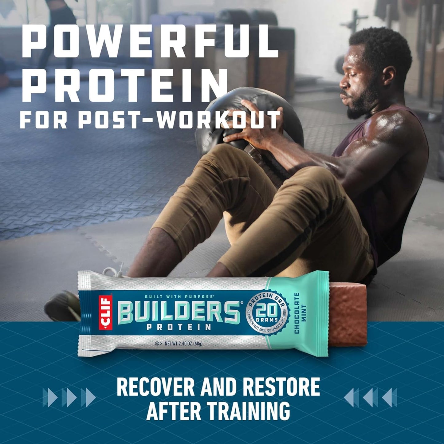 CLIF Builders Variety Pack - Chocolate Mint and Chocolate Flavor - Plant Based Protein Bars - Gluten Free - Non-GMO - Low Glycemic - 20g Protein - 10 Count