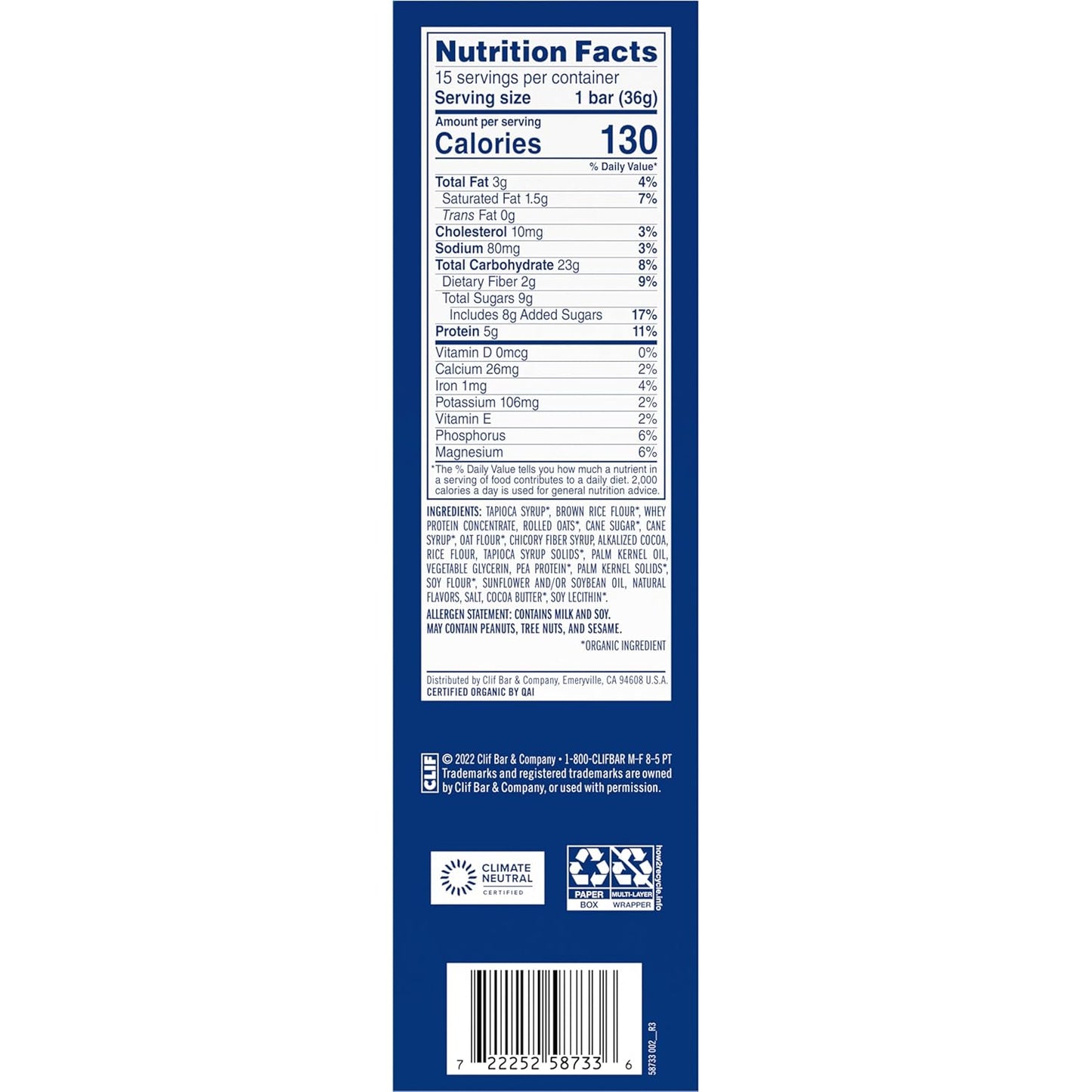 Clif Kid ZBar Protein Bars - Cookies 'n Creme Flavor - Crispy Snack Bars - Organic Oats - Non-GMO - 5g Protein - Gluten-Free (15 Pack)