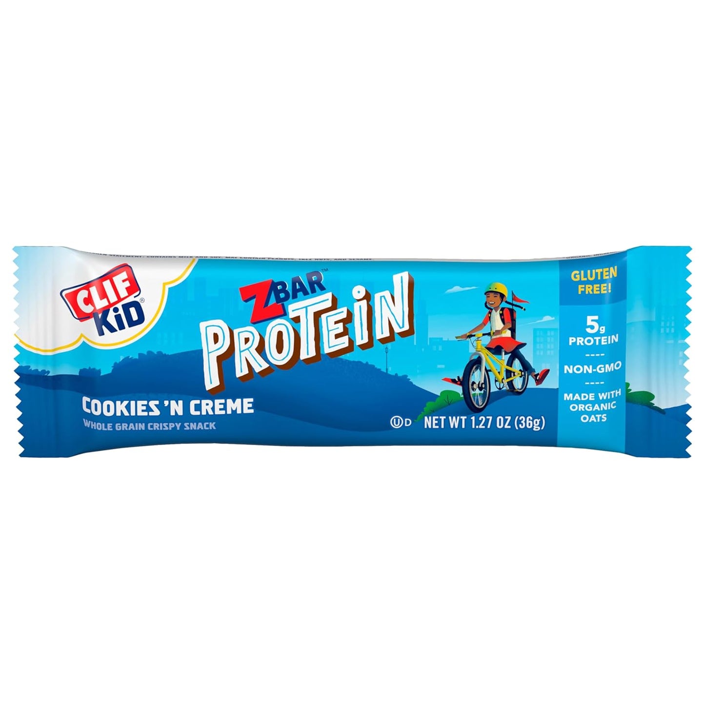 Clif Kid ZBar Protein Bars - Cookies 'n Creme Flavor - Crispy Snack Bars - Organic Oats - Non-GMO - 5g Protein - Gluten-Free (15 Pack)