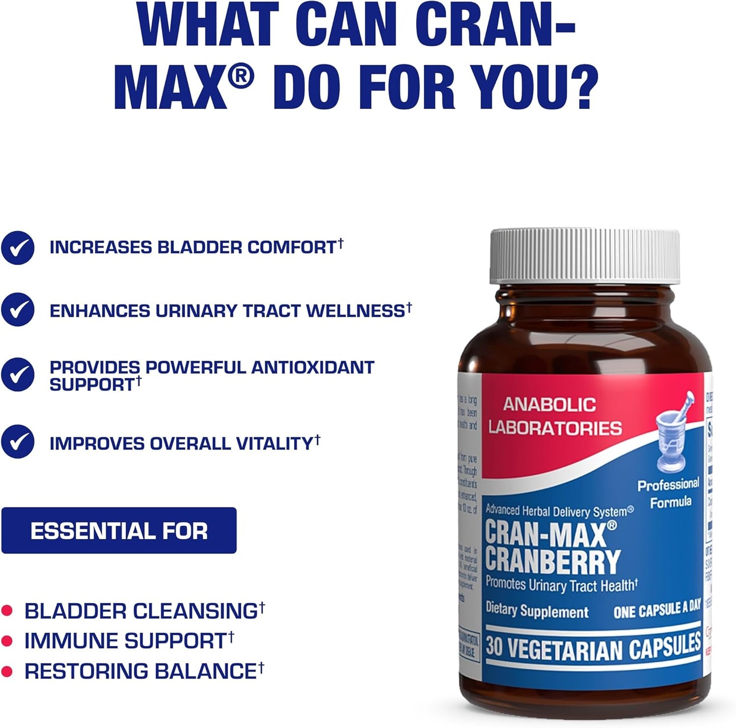 Clinical Strength Cranberry Capsules for Women - Supports Urinary Tract Health - Super Potent Vegan Formula - Non-GMO
