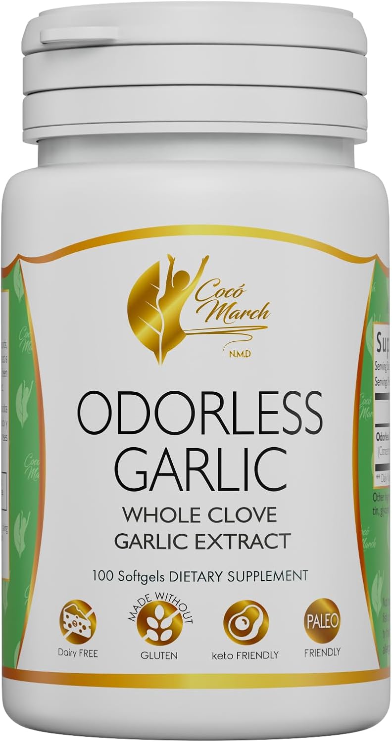 Cocó March N.M.D Odorless Garlic Oil - Immune & Microbiome Support, Gluten-Free, Dairy-Free, Paleo & Keto Friendly - 50 Servings