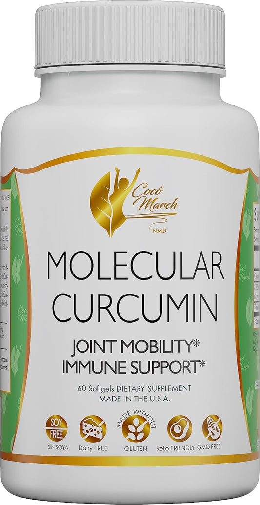 Coco March N.M.D Curcumin Softgels - 180x Absorption, Joint & Immune Support, 1000mg, 60ct, Gluten/Soy/Dairy Free, Keto & GMO Friendly