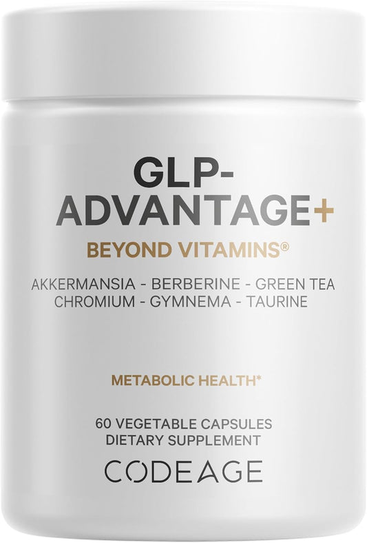 Codeage GLP-Advantage+ Supplement for Metabolic Support - Chromium, Berberine, Green Tea - Weight Management & Gut Health - 60 Capsules