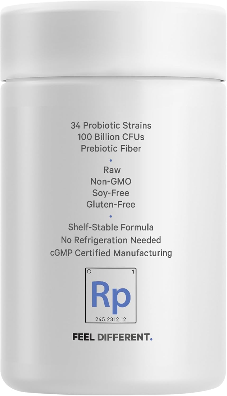 Codeage Raw Probiotic+ Supplement with 34 Probiotic Strains, 100 Billion CFUs, Digestive Enzymes, Prebiotics, Wild Kefir Culture - Non-GMO - 30 Capsules