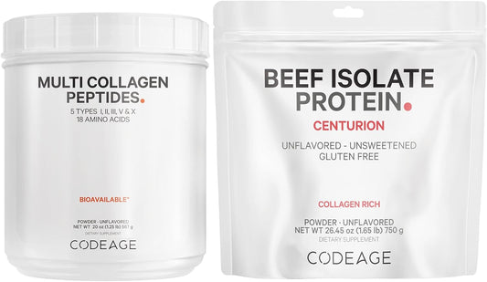 Codeage Ultimate Muscle & Recovery Bundle: Collagen Peptides Powder + Beef Protein Supplement
