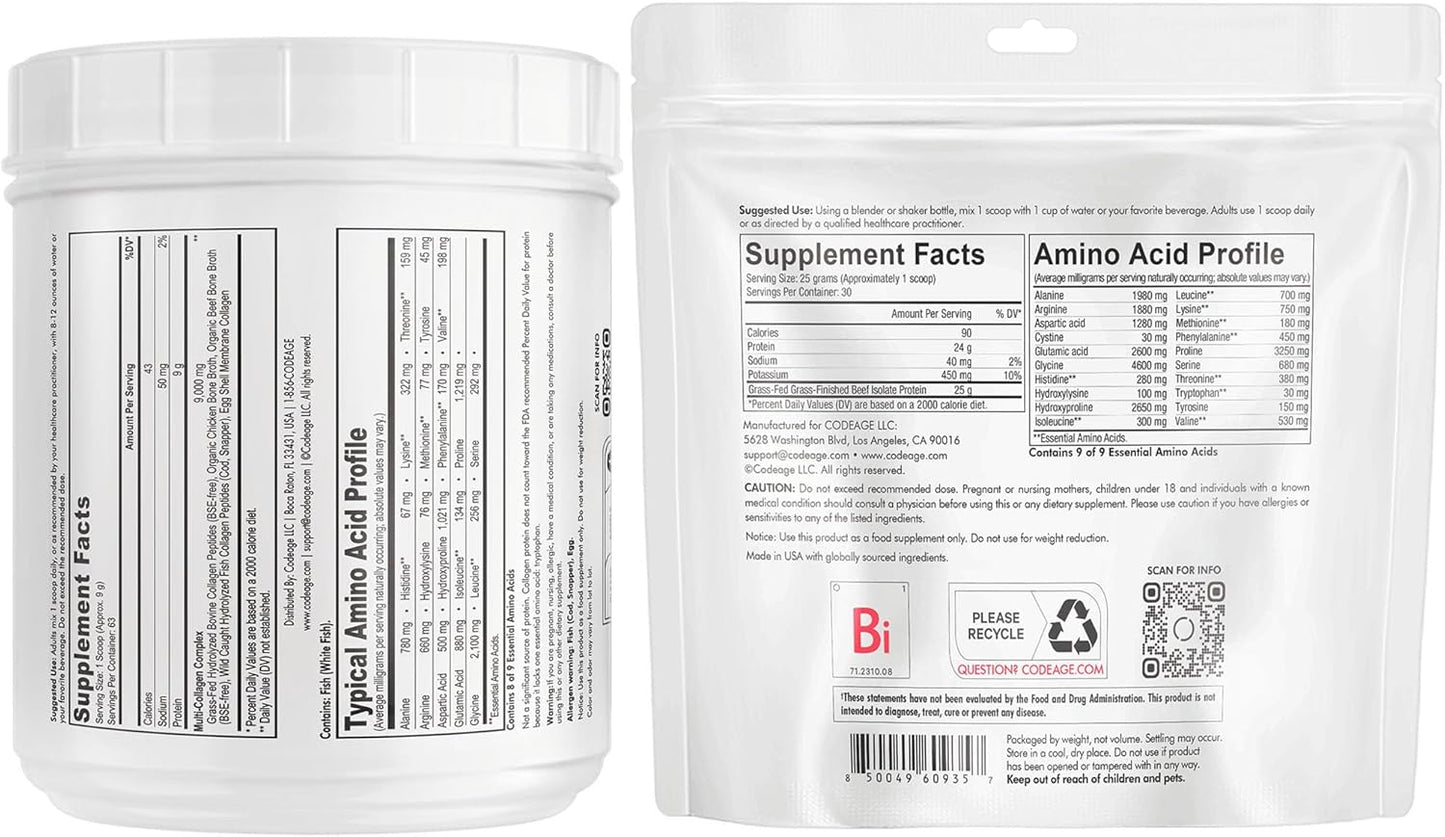 Codeage Ultimate Muscle & Recovery Bundle: Collagen Peptides Powder + Beef Protein Supplement