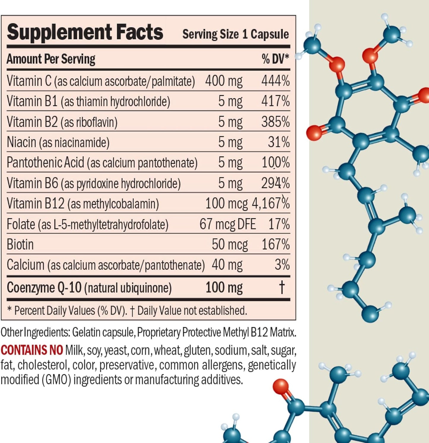 Coenzyme Q-10 100 mg Capsules - Supports Energy and Organ Function, Antioxidant, B-Complex, Easy to Swallow