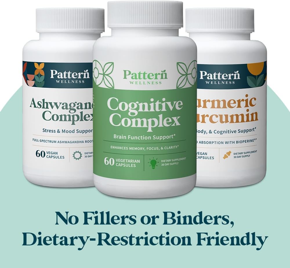 Cognitive Health Bundle: Cognitive Complex, Turmeric Curcumin, Ashwagandha - Brain Function Support - 3 Pack, All-Natural Plant-Based Formulas