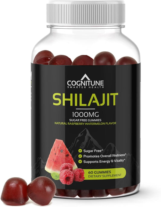 CogniTune Shilajit Gummies - 1,000mg Pure Shilajit Supplement, Natural Raspberry Watermelon Flavor, Mineral-Rich, Energy Boost & Wellness
