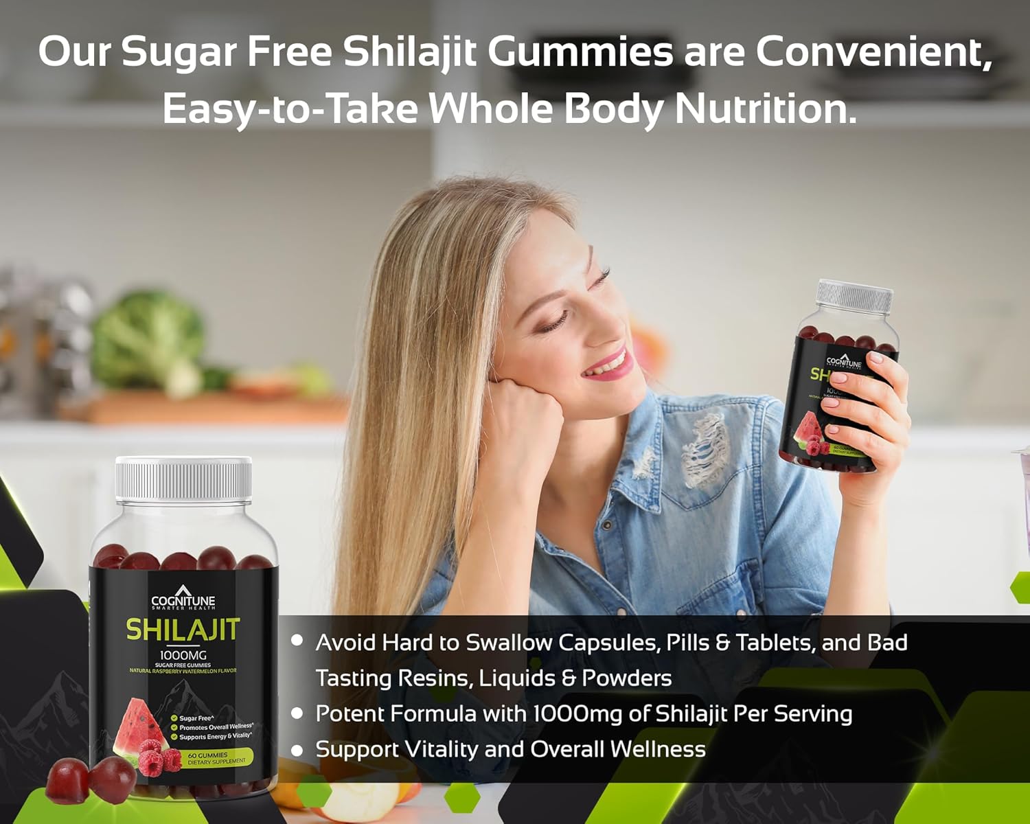 CogniTune Shilajit Gummies - 1,000mg Pure Shilajit Supplement, Natural Raspberry Watermelon Flavor, Mineral-Rich, Energy Boost & Wellness