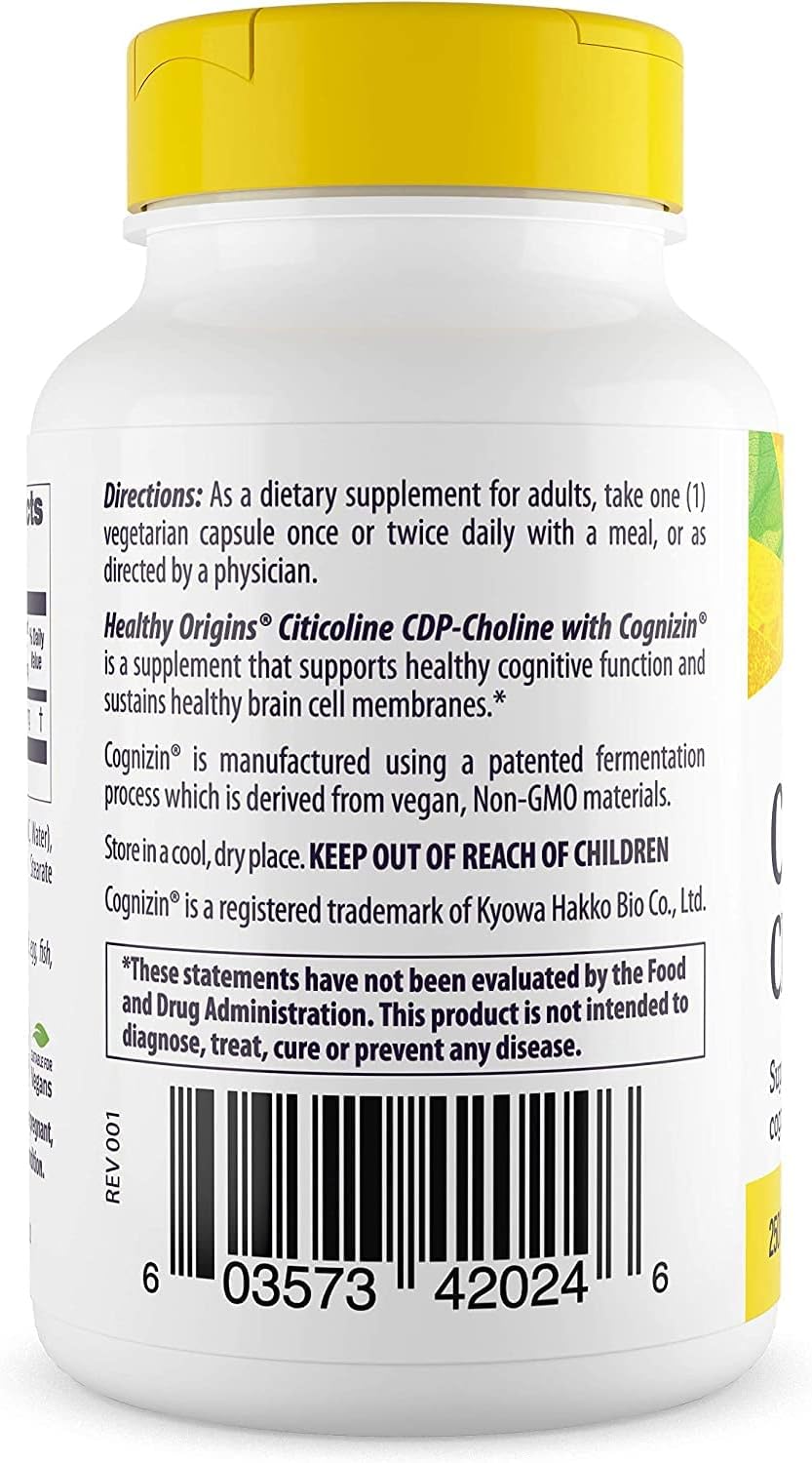 Cognizin Citicoline 250mg Brain Supplement for Memory - Non-GMO, Vegan & Gluten-Free - 60 Veggie Capsules - BoostGo Australia