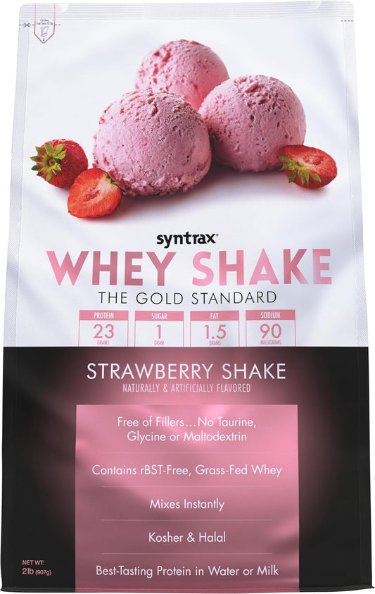 Cold Filtered Strawberry Whey Shake Protein Powder - 2 lbs by Syntrax Nutrition