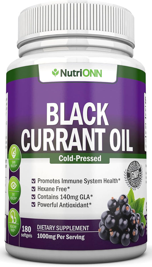 Cold-Pressed Black Currant Oil Softgels - 1000mg - 180ct - Hexane Free - Rich in GLA - Hormonal Balance - Immune, Hair & Skin Support - BoostGo Australia