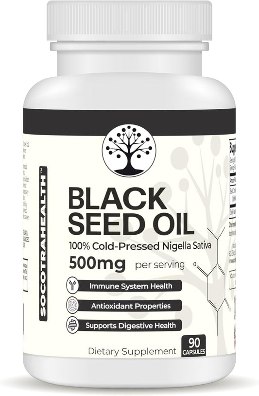 Cold-Pressed Black Seed Oil Capsules - 100% Nigella Sativa for Immune & Digestive Support - Non-GMO, Gluten Free - 90 Capsules