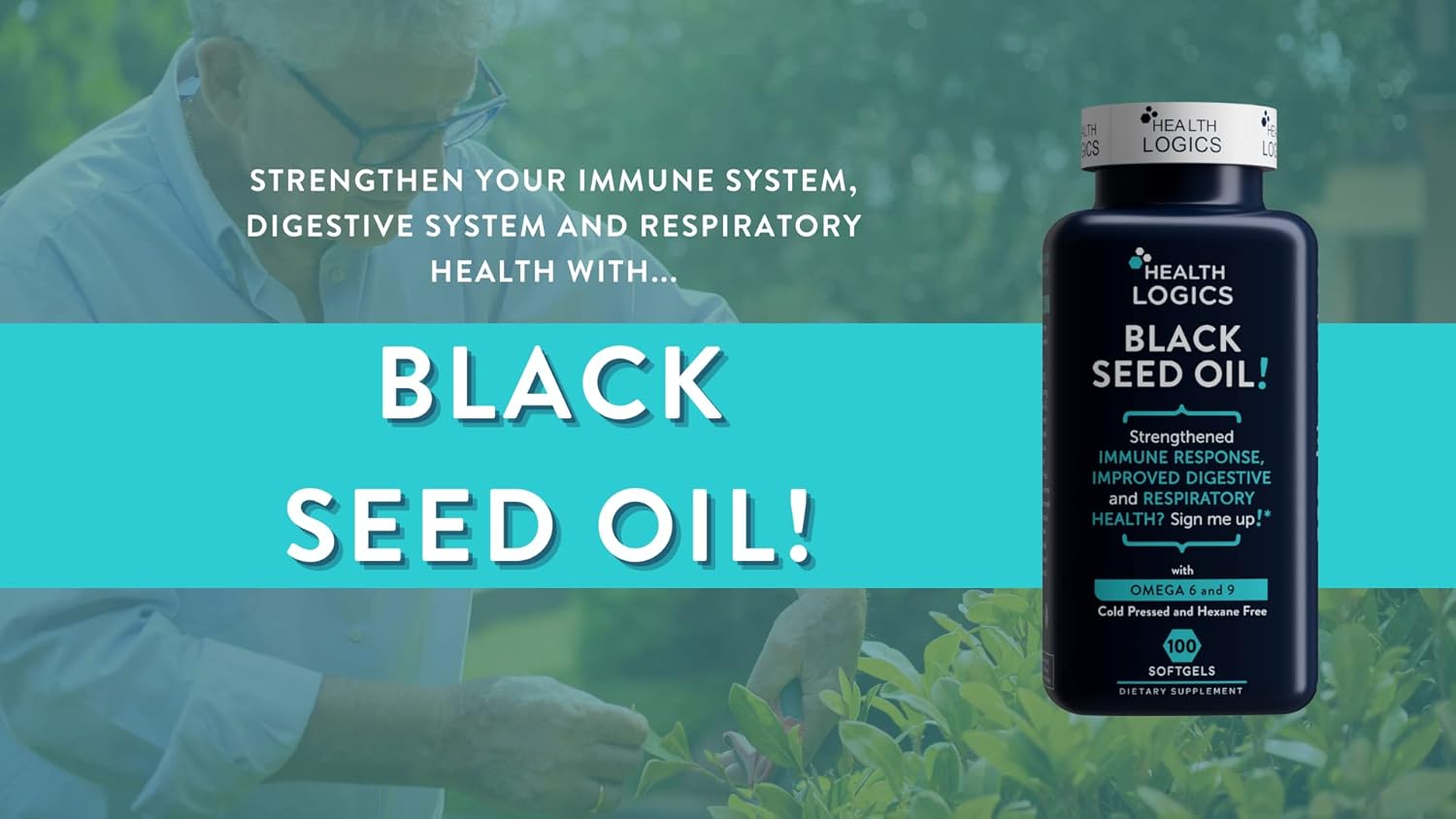 Cold Pressed Black Seed Oil Capsules, High in Omega 6 & 9 EFAs, 100 Soft Gels from Nigella Sativa by Health Logics