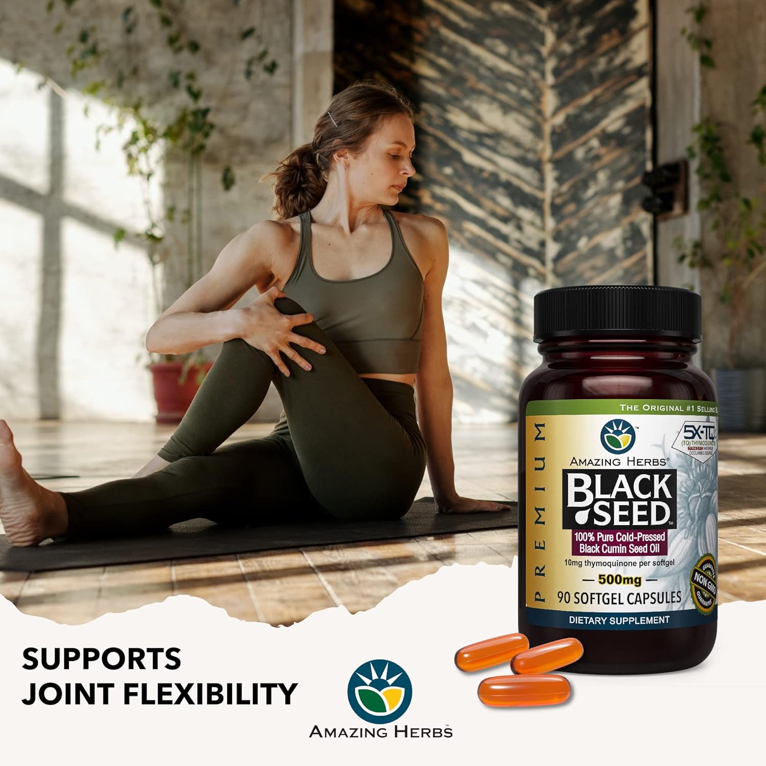 Cold-Pressed Black Seed Oil Softgels - 500mg, 90 Count - Amazing Herbs