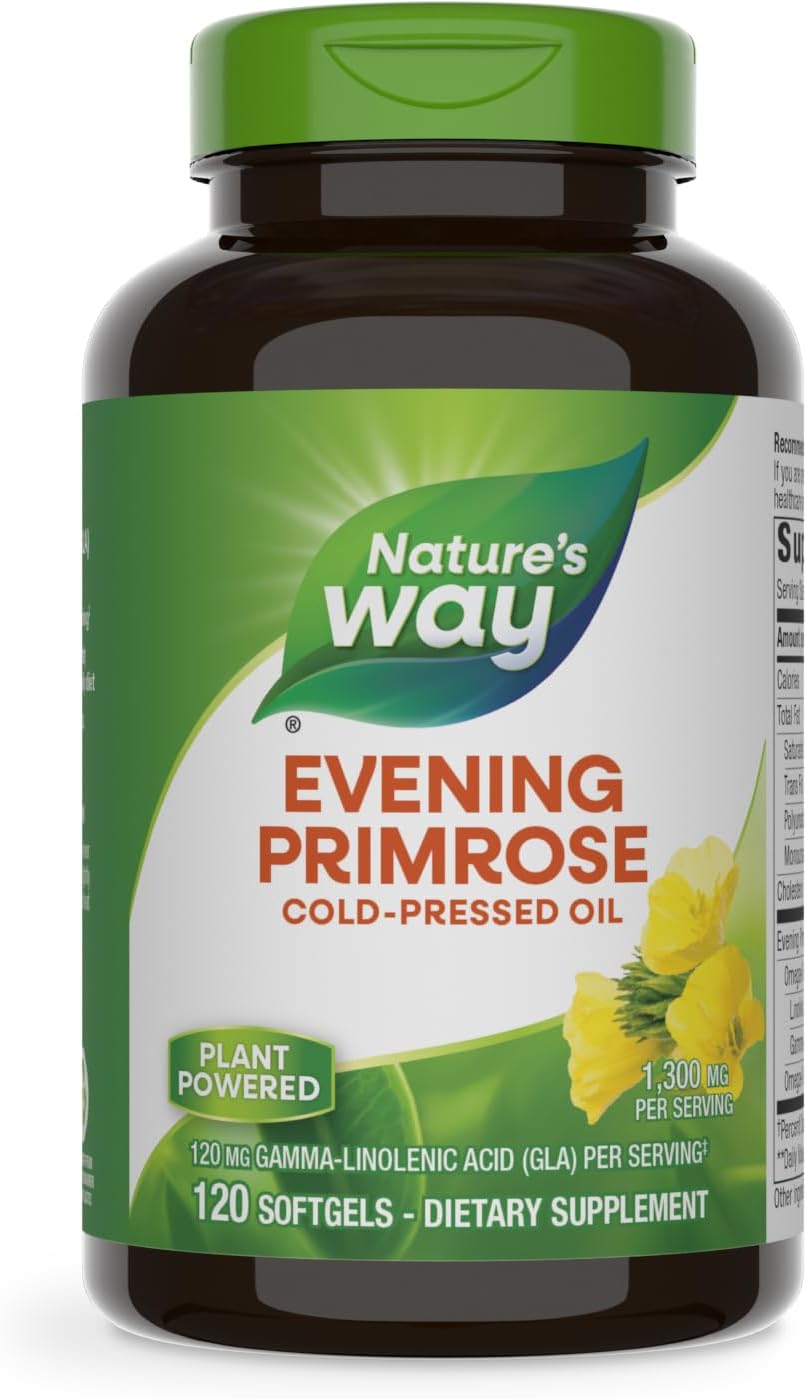 Cold Pressed Evening Primrose Oil Softgels, 120mg GLA, 120 Count - Nature's Way