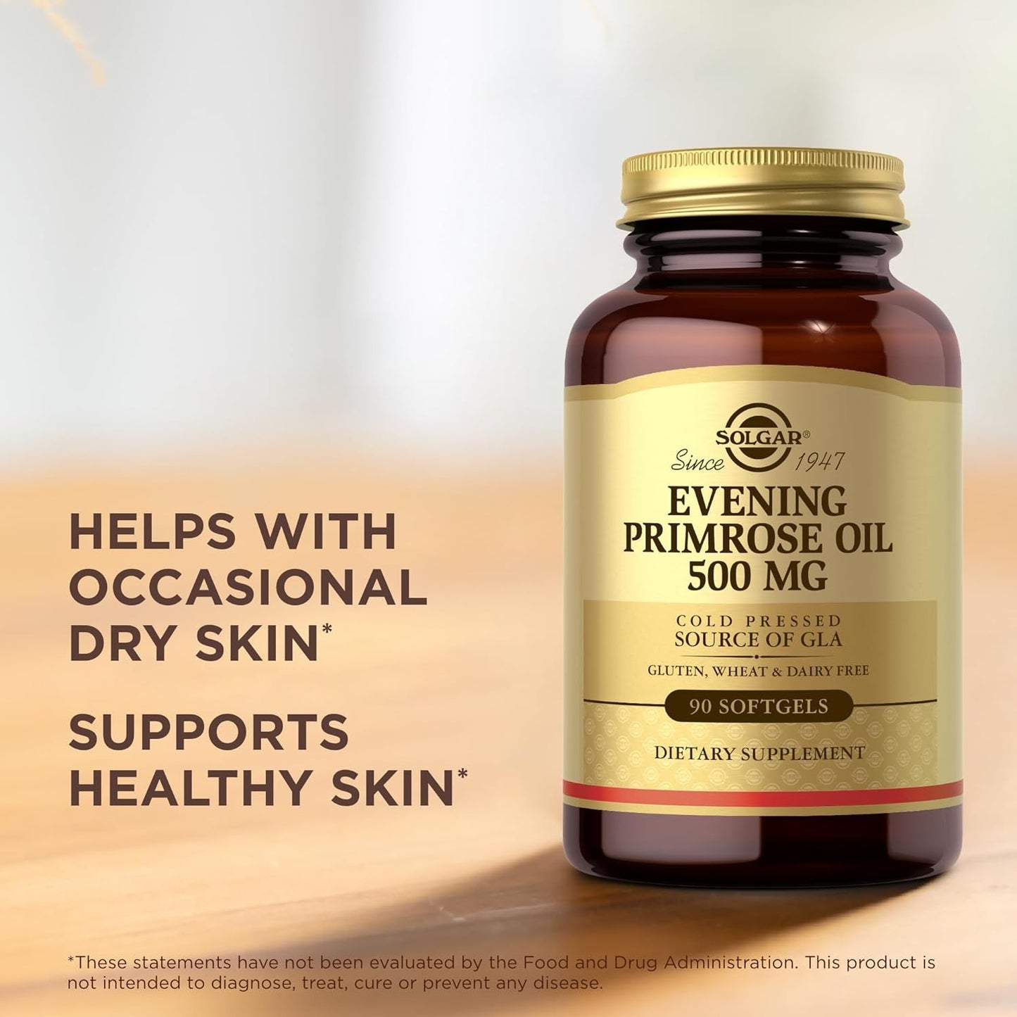 Cold Pressed Evening Primrose Oil Softgels 500mg - 90 Servings, Source of GLA - Gluten Free, Dairy Free by SOLGAR