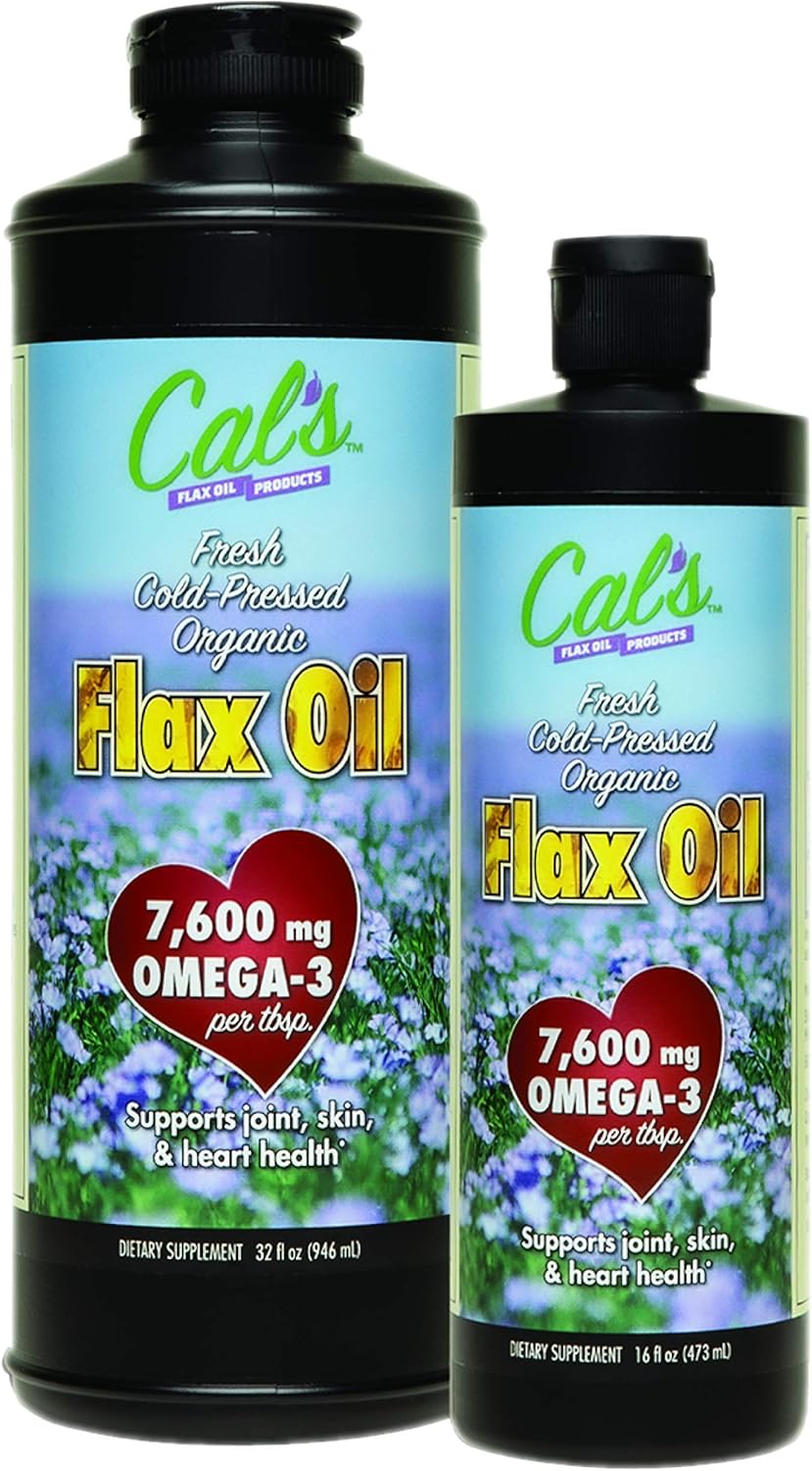 Cold-Pressed Flaxseed Oil Liquid Supplement - 16 oz Bottle - High Omega-3 Fatty Acids for Joint, Skin, and Heart Health