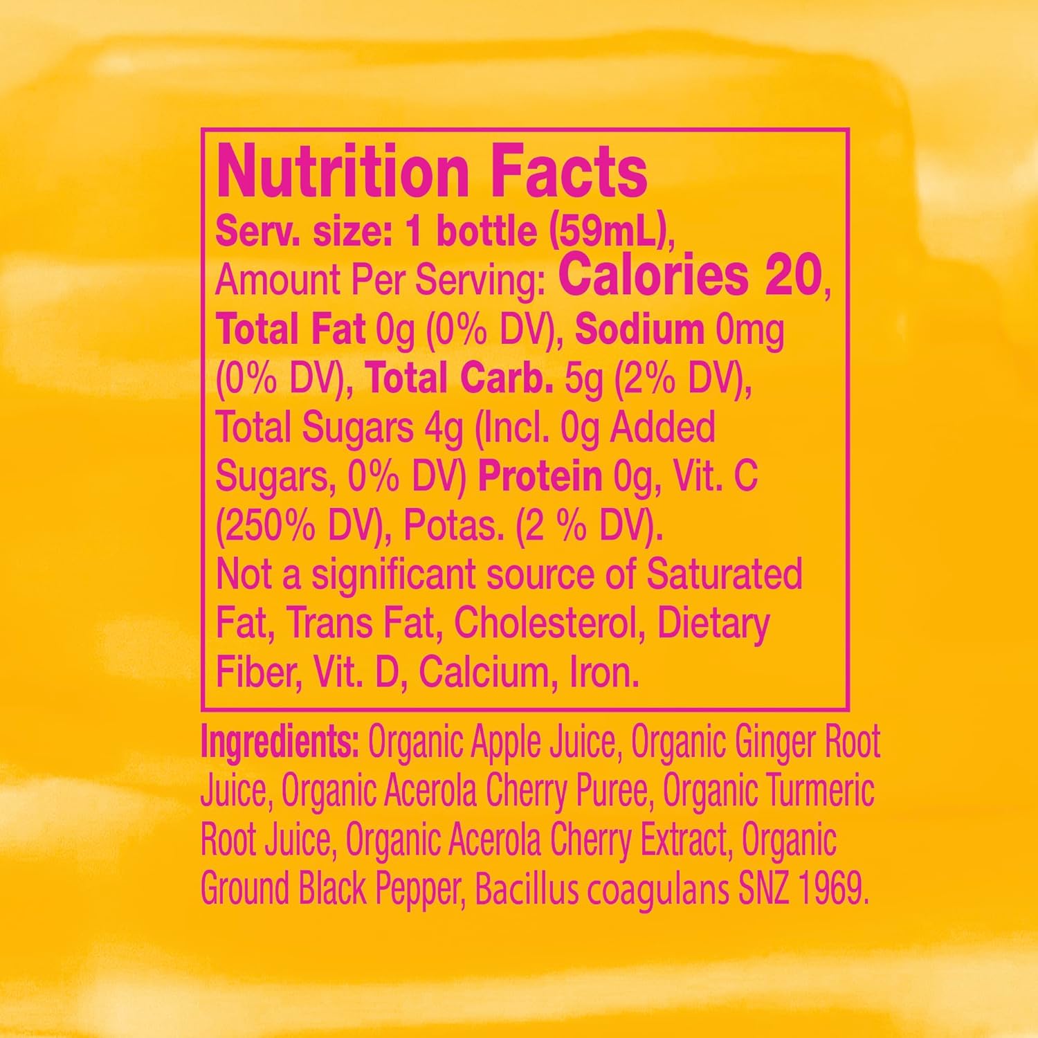 Cold-Pressed Turmeric and Ginger Immune Support Shot with Vitamin C - Vegan, Gluten Free, 2 Fl Oz (Pack of 12)