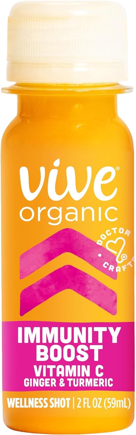 Cold-Pressed Turmeric and Ginger Immune Support Shot with Vitamin C - Vegan, Gluten Free, 2 Fl Oz (Pack of 12)