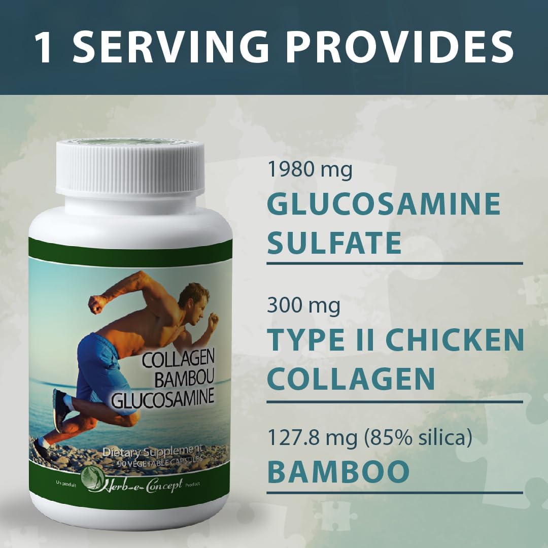 Collagen Bamboo Glucosamine Supplement for Joint, Cartilage, and Bone Health (90 Capsules)
