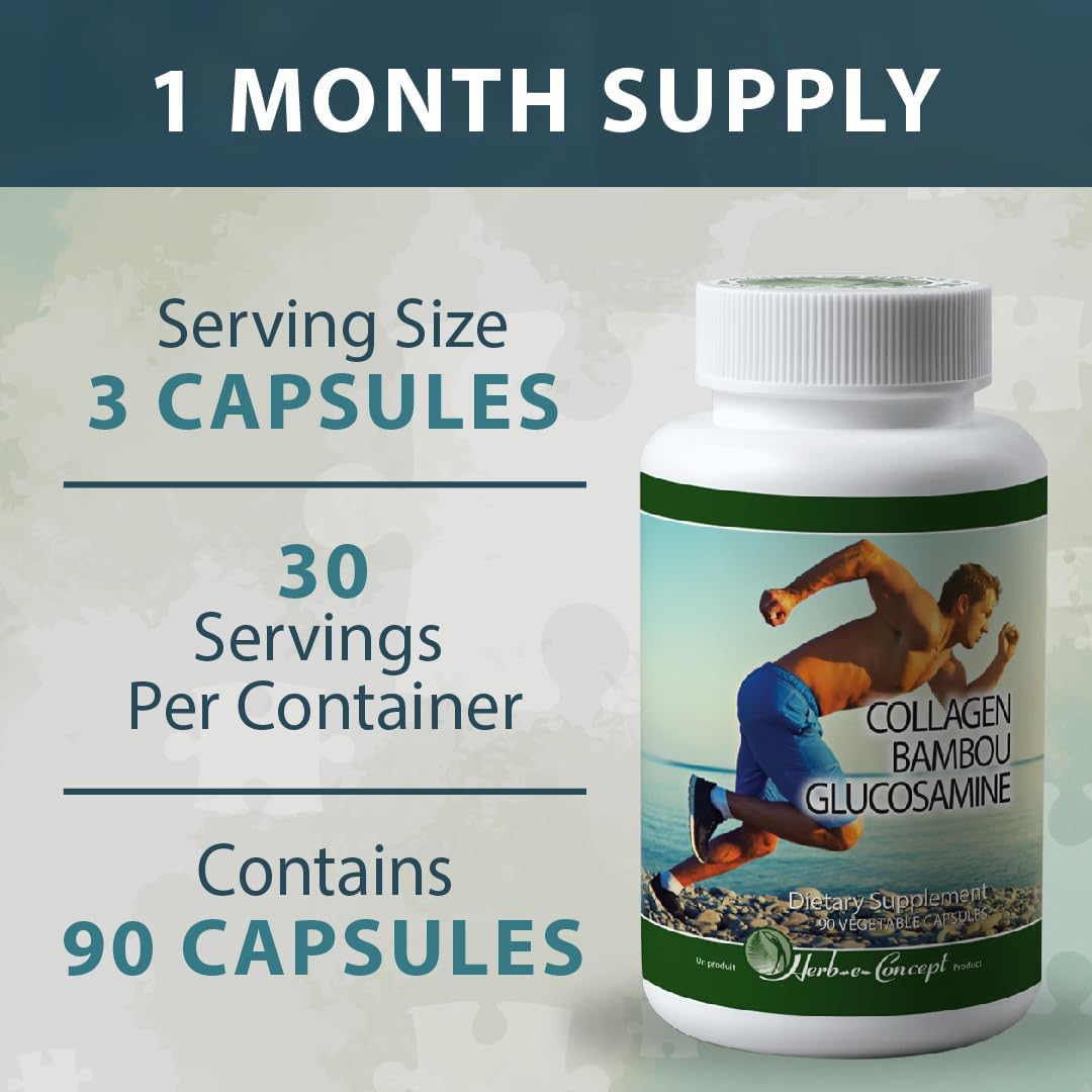 Collagen Bamboo Glucosamine Supplement for Joint, Cartilage, and Bone Health (90 Capsules)