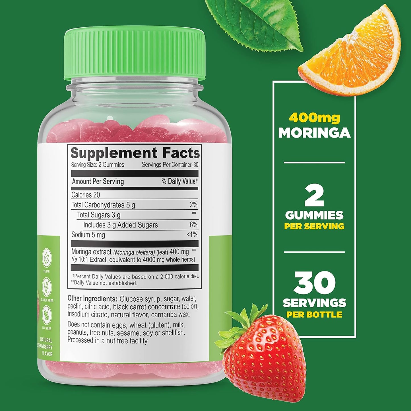Collagen & Biotin with Moringa Leaf Gummies Bundle - Delicious Vitamin Supplement, Gluten & GMO Free Chewables