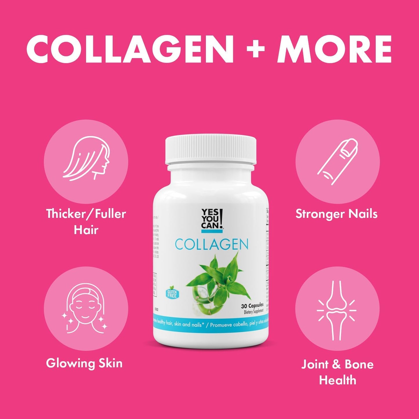 Collagen Capsules for Hair, Skin, and Nails with Vitamins A, D3, Zinc, and Copper - 4 Pack