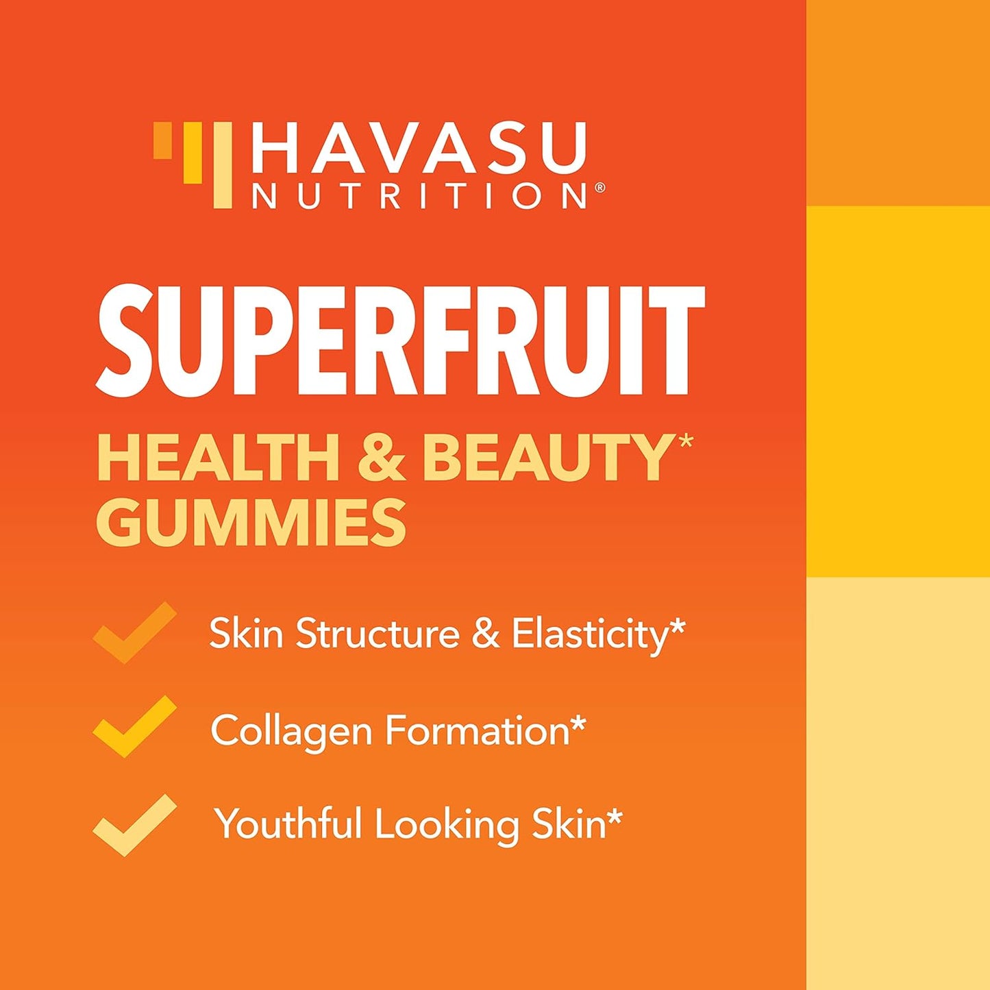 Collagen-Enhancing Vegan Superfruit Gummy Vitamins for Hair, Skin, and Nails Growth - Natural Alternative to Collagen Pills by HAVASU NUTRITION