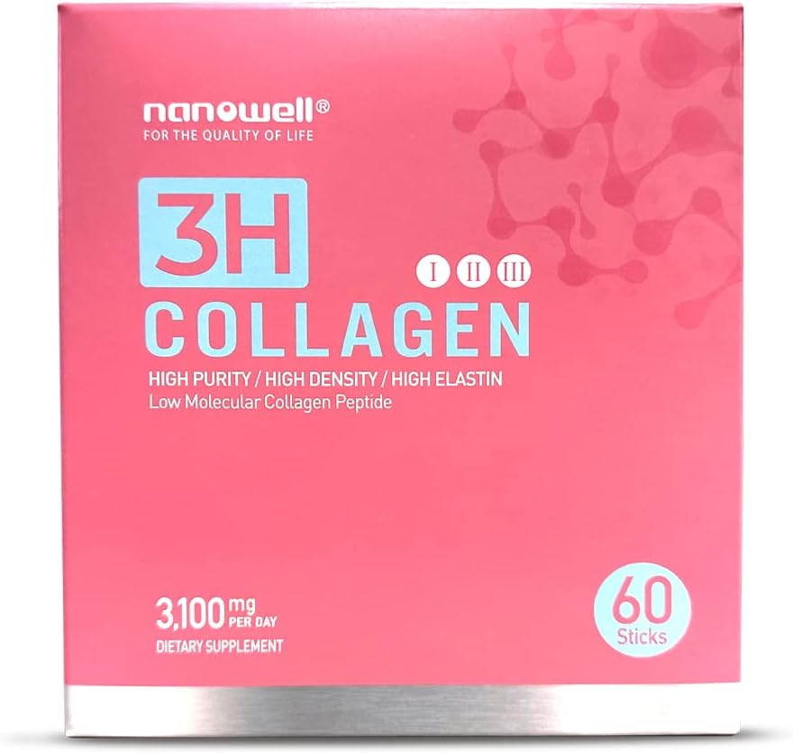 Collagen Peptide Powder with Vitamin C, Elastin, and Hyaluronic Acid - Hair, Skin, Nails, Joints, Bones - 60 Sticks