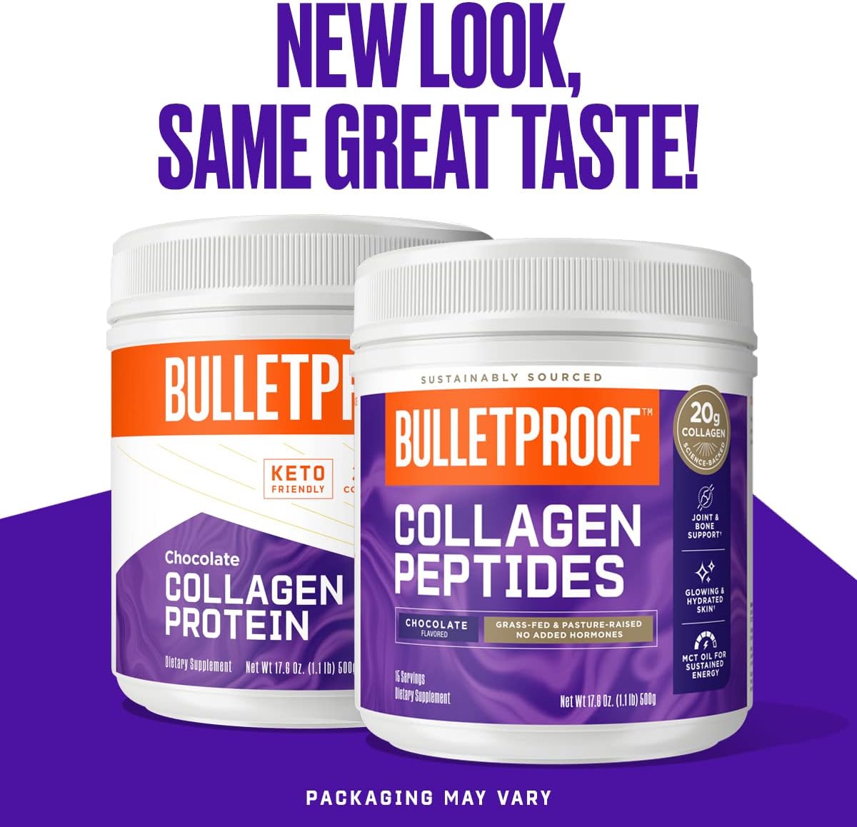 Collagen Peptides & Amino Acids Bundle - Vanilla + Chocolate Protein Powder with MCT Oil, 19g Protein, 17.6 Oz - Skin, Bones, Joints Support