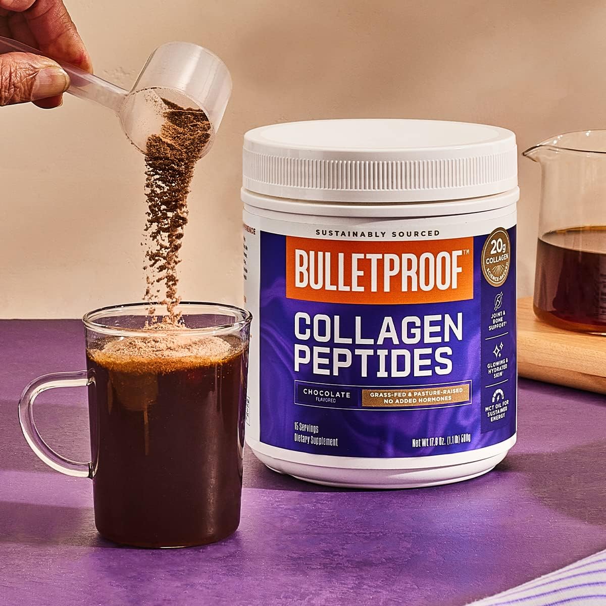 Collagen Peptides & Amino Acids Bundle - Vanilla + Chocolate Protein Powder with MCT Oil, 19g Protein, 17.6 Oz - Skin, Bones, Joints Support