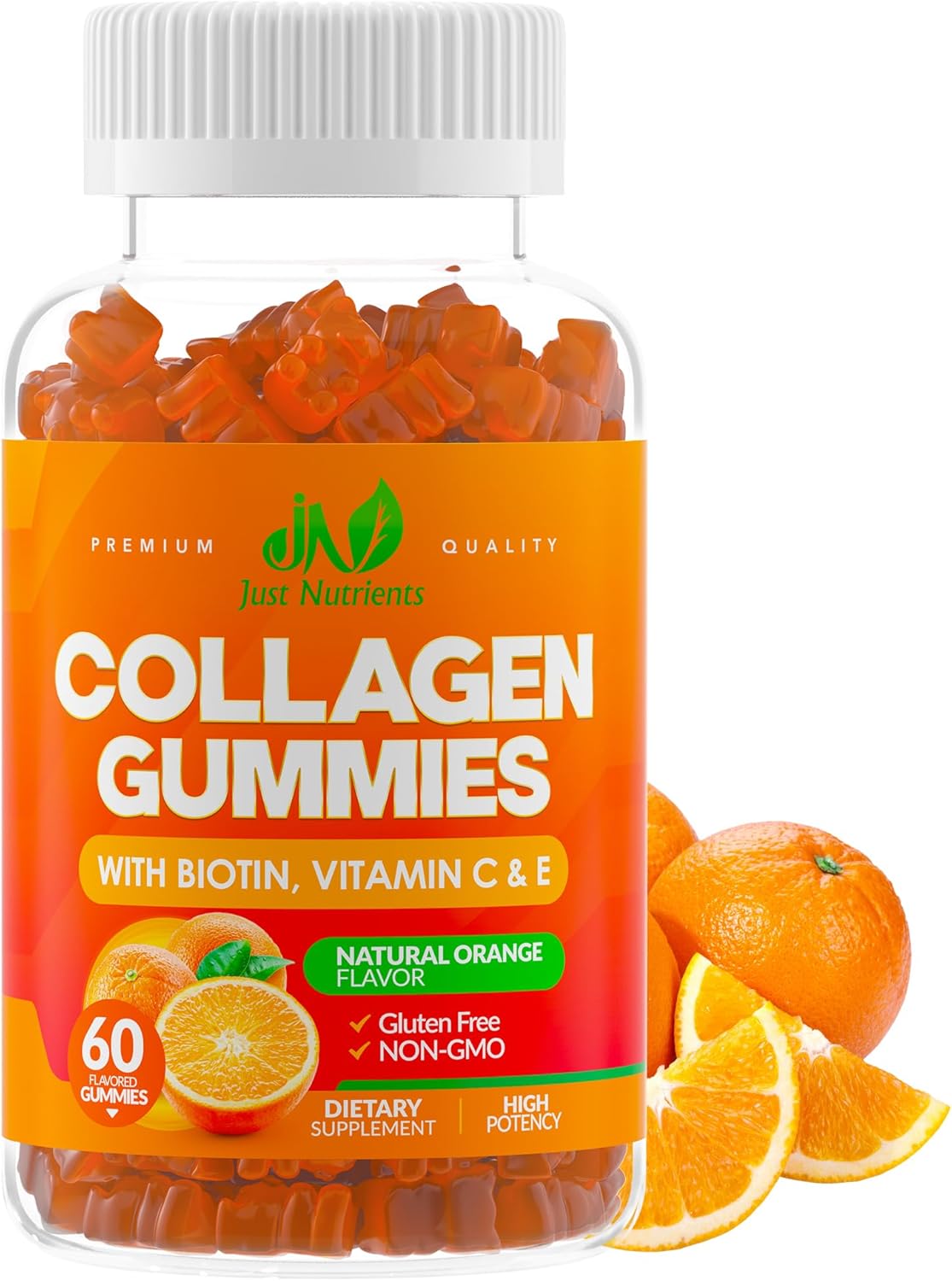 Collagen Peptides Gummies with Biotin, Vitamin C & E - Premium Hydrolyzed Type I & III - Hair, Skin & Nails Support - Gluten-Free, Non-GMO - 60 Gummies for Women & Men