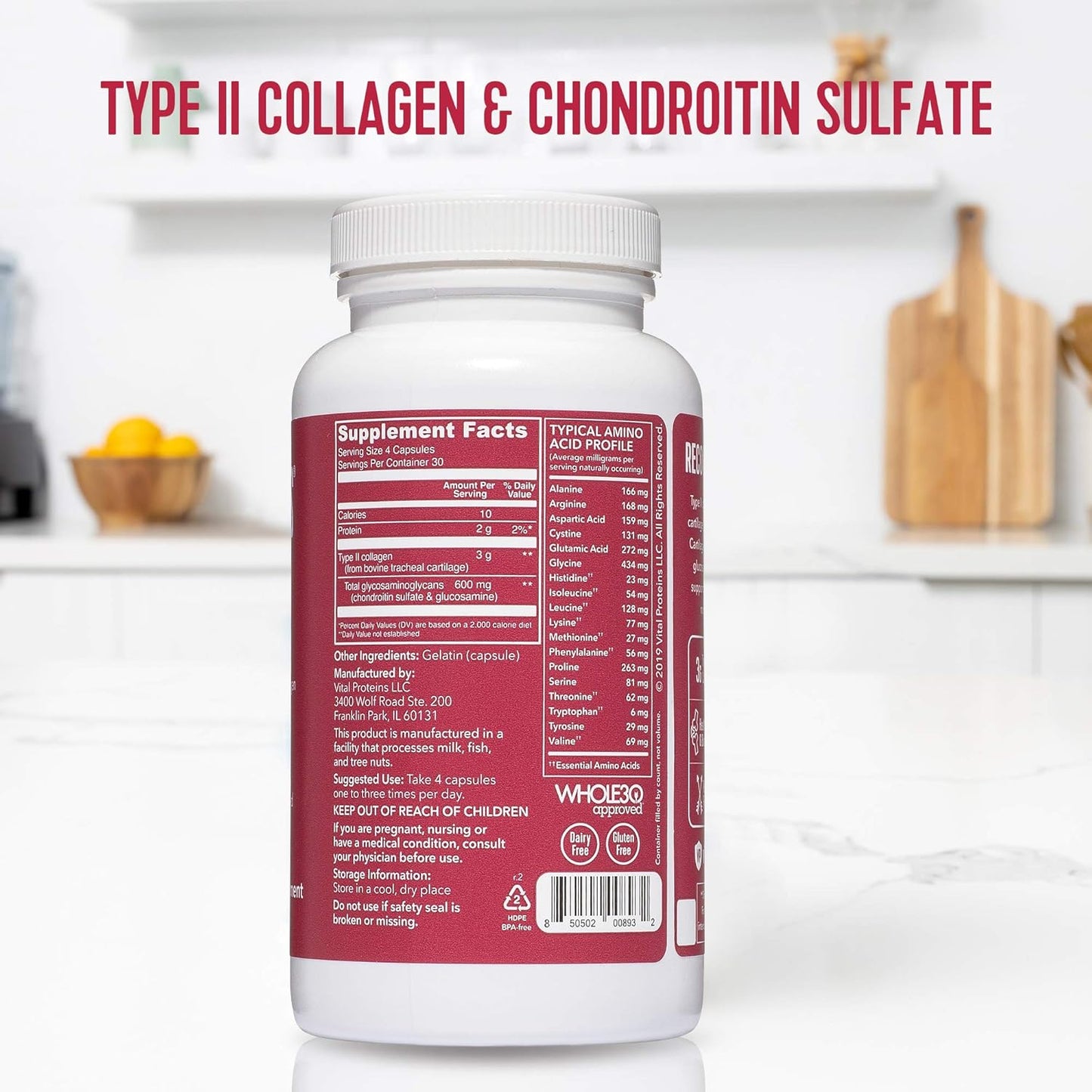 Collagen Peptides Powder 19.3oz + Type II Collagen Pills Supplement