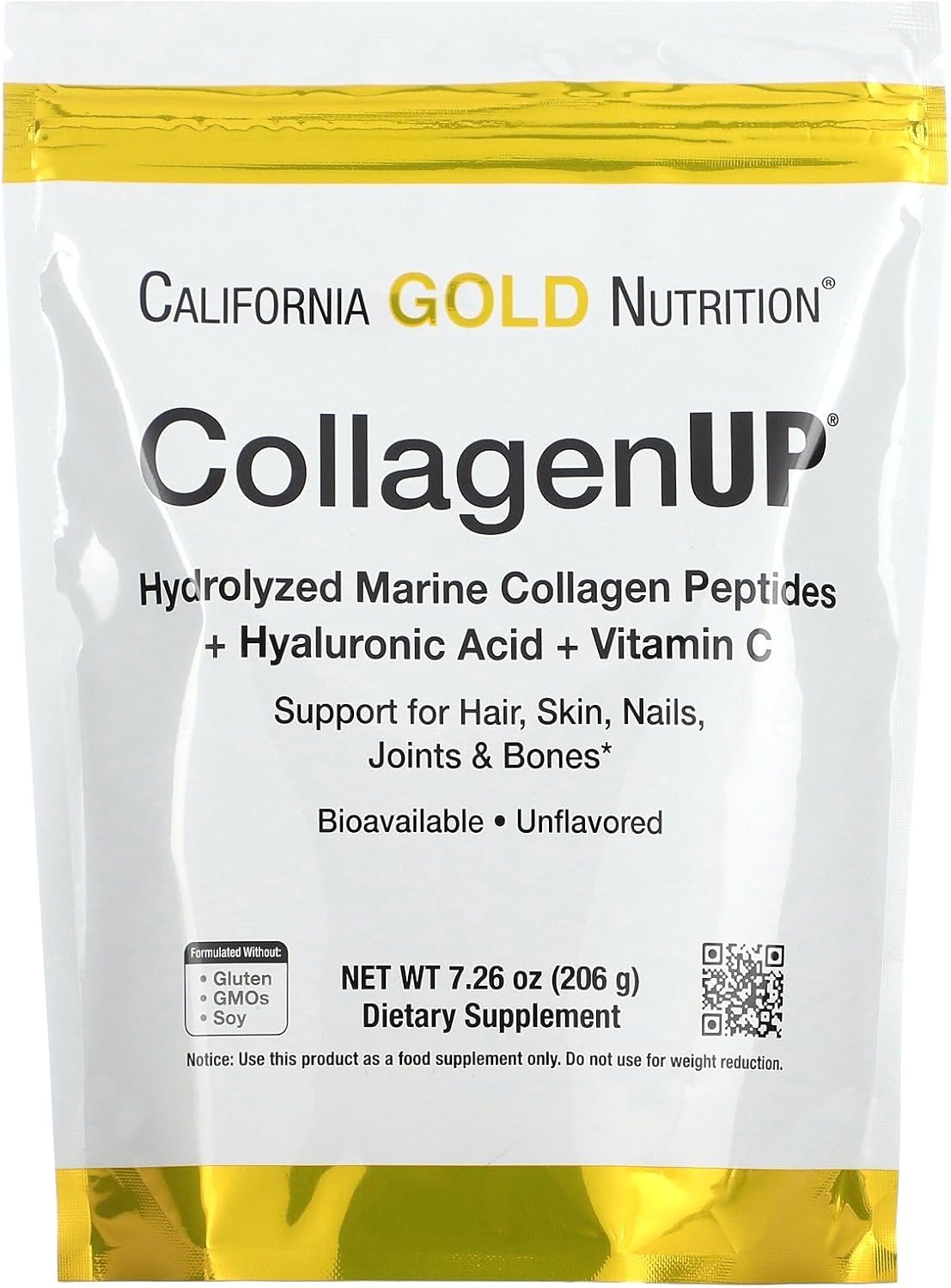 Collagen Peptides Powder with Hyaluronic Acid for Hair, Skin, Nails, Joints & Bones - Non-GMO, Gluten & Dairy Free - 7.26 oz Unflavored Fish Collagen