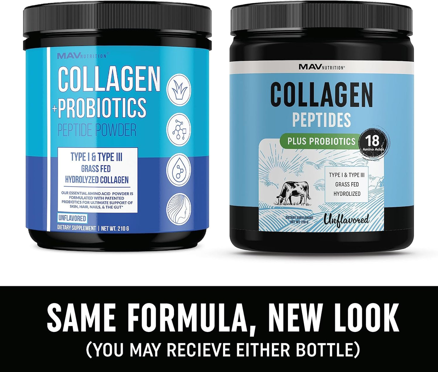 Collagen Peptides Powder with Probiotics for Hair, Skin, Nails & Gut Health | Grass Fed Hydrolyzed Bovine Collagen | 7000mg Per Serving | 210g Container