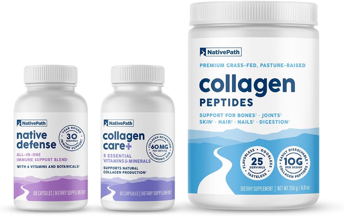 Collagen Peptides Protein Daily Supplement for Native Defense and Care - 30 Servings