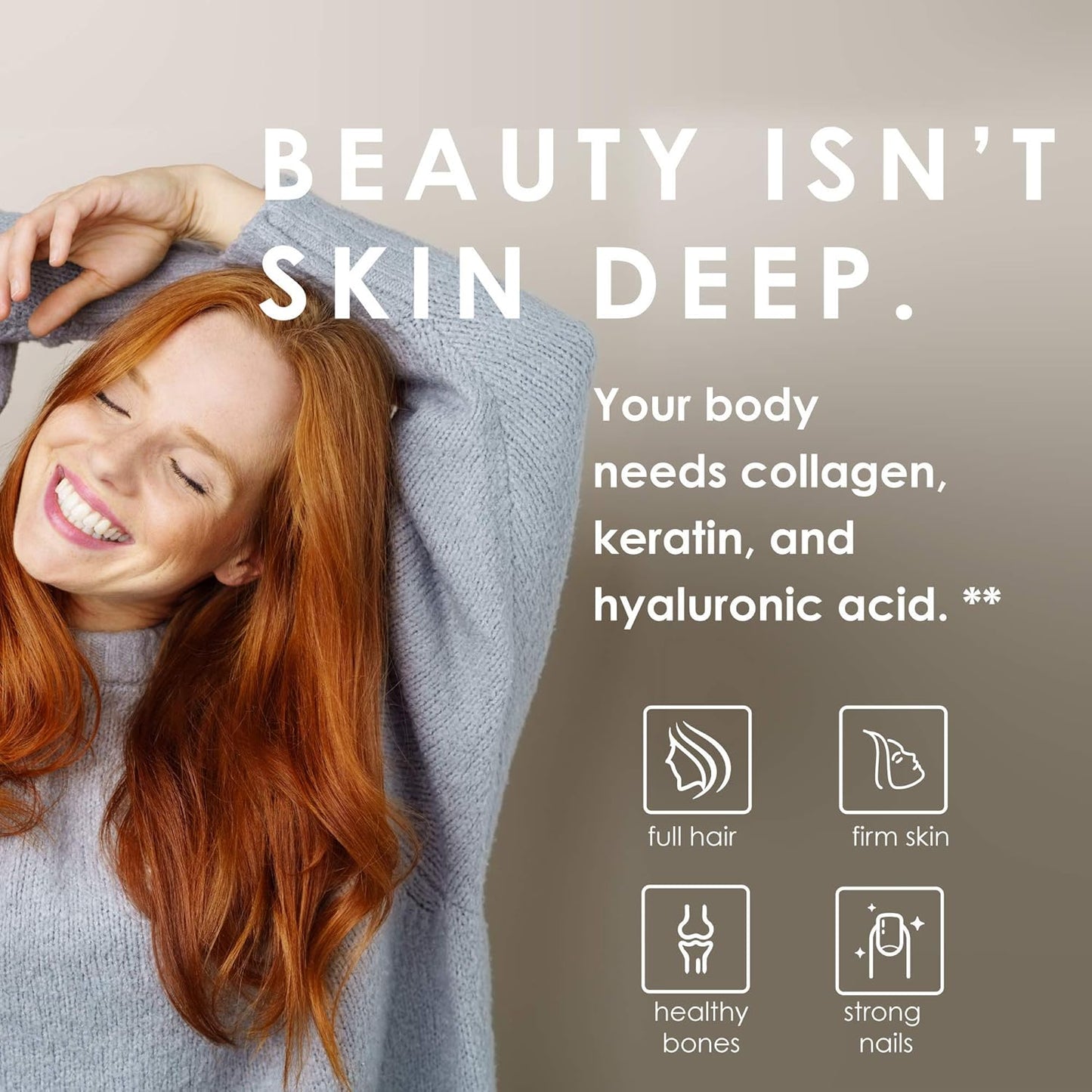 Collagen Peptides with Cynatine HNS, Hyaluronic Acid, and Biotin for Hair Nutrition
